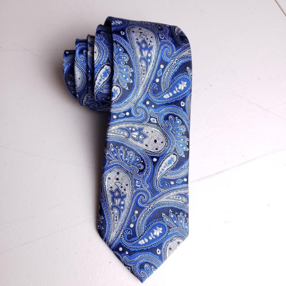 Valerio‎ Garati Woven Paisley Necktie OS Blue